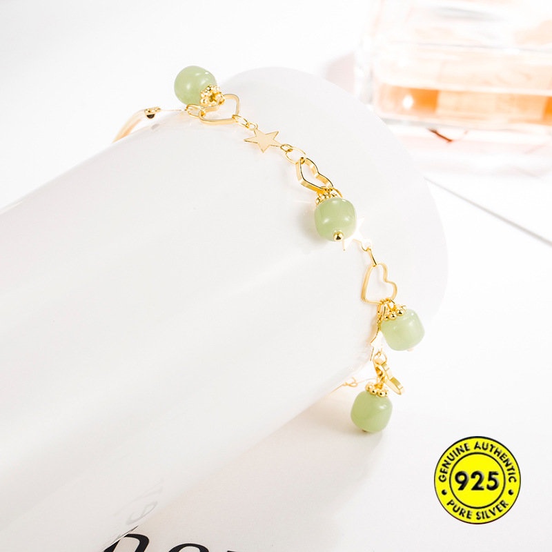 Gelang Tangan Manik-Manik Batu Jade Hetian 18K Untuk Wanita U1003