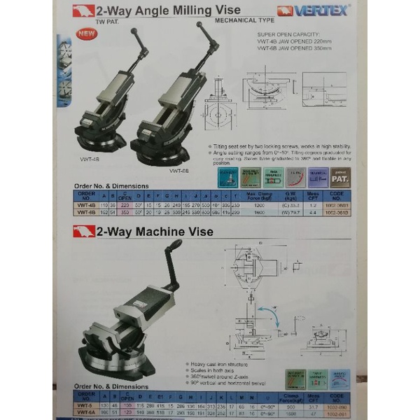 vertex tilting machine vise vwt-5