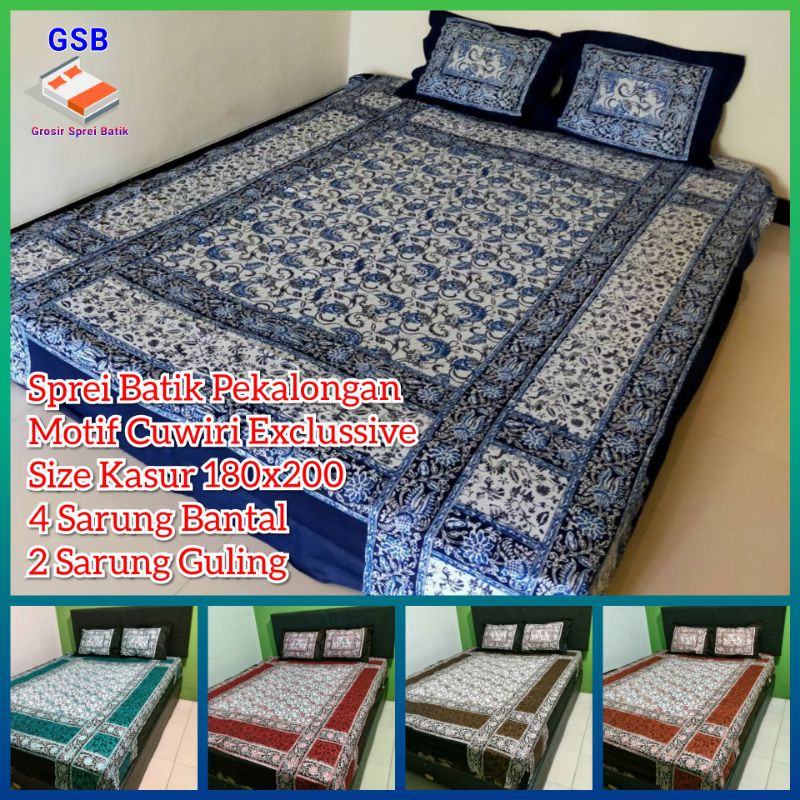 Sprei Batik Pekalongan Seprei Motif Cuwiri Exclussive Ukuran 180x200 Bantal 4 Guling 2