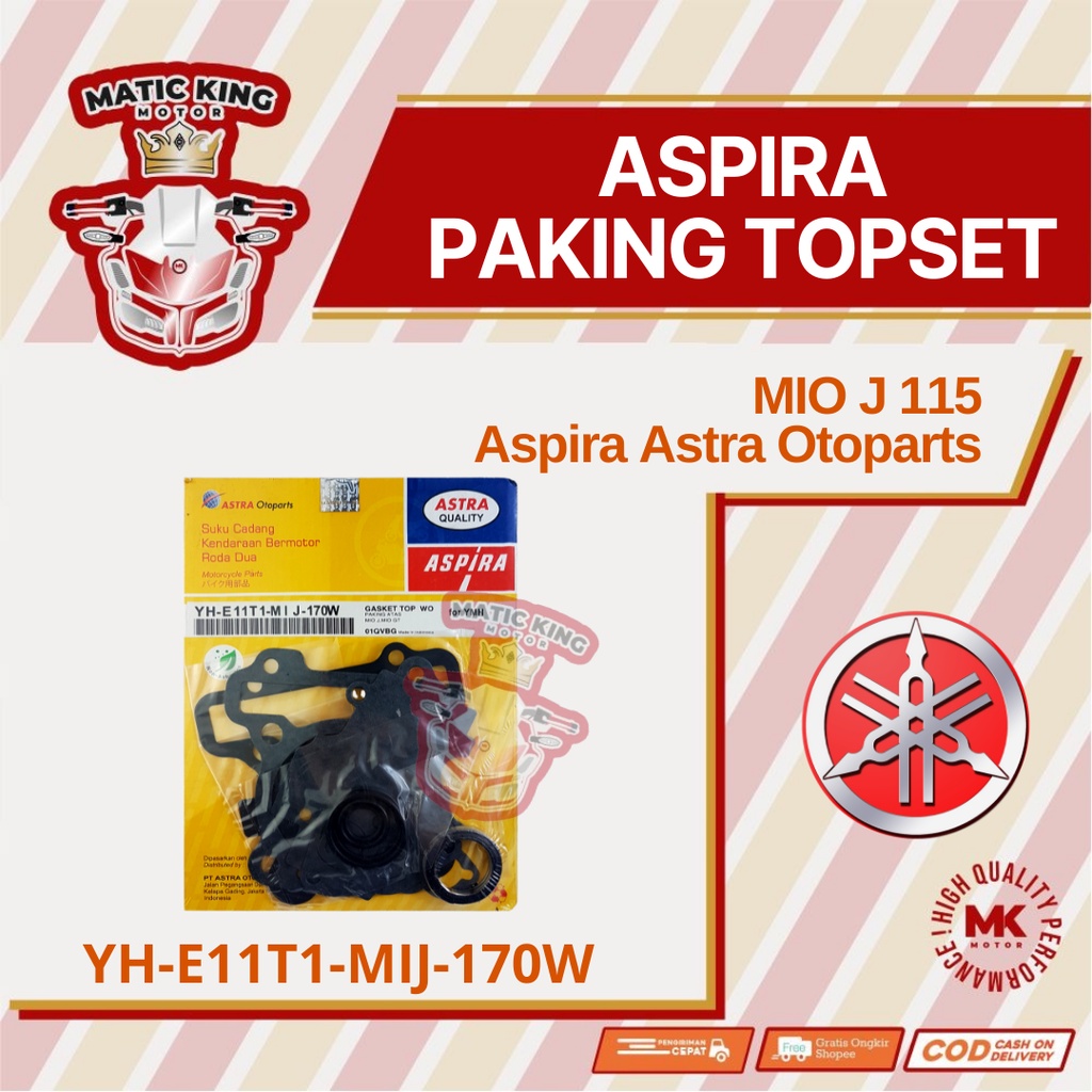 Paking gasket topset Yamaha Mio J Soul GT Fino X-Ride 115 asli ASPIRA YH-E11T1-MIJ-170W