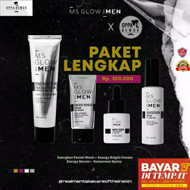 [ ORIGINAL BPOM ] PAKET KOMPLIT MS GLOW MEN SKINCARE PRIA GLOW UP [ bisa COD ]