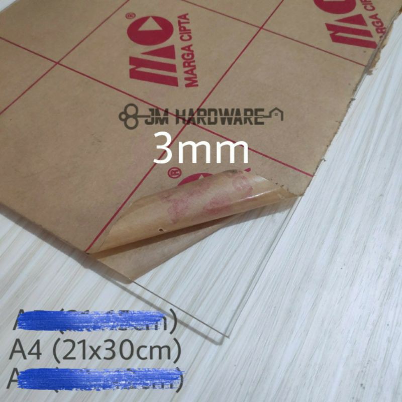 

Acrylic bening 3mm A4 mika akrilik lembaran