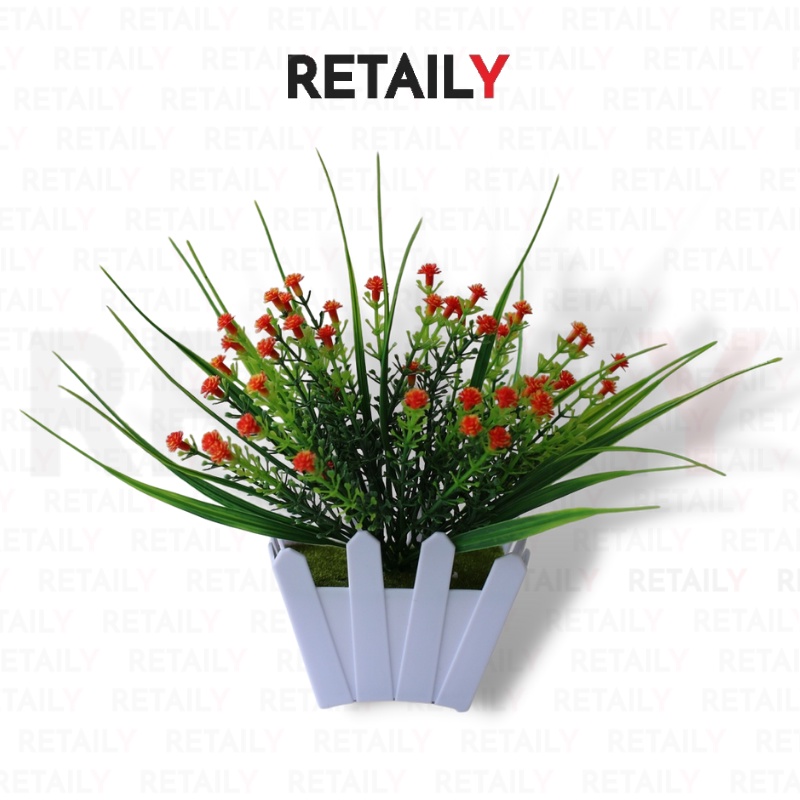 Retaily PT53 Pot Tanaman Hias Bunga Hias Plastik Ornamen Pot Bonsai Artificial Flower Decoration