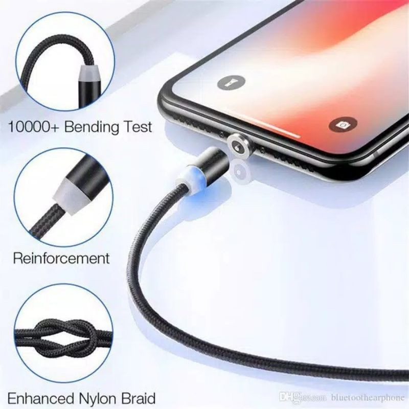 Kabel Magnet 3in1 Micro Lightning Type C / Cable Data Charger Magnetik USB Fast Charging (ORIGINAL USB)