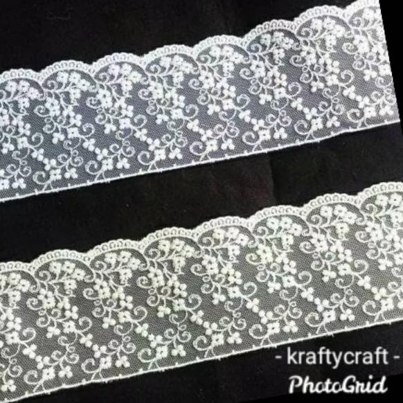 ❊ Renda tile bunga bordir rajut brokat katun baju mukena kebaya meteran harga 1 ROLL ◘