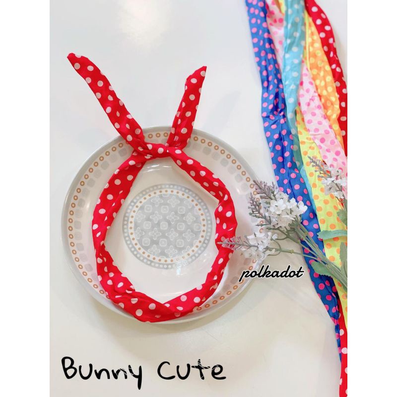 Bando Kawat Motif Polkadot Bandana Rambut Korea Aksesoris Hairband Bunny