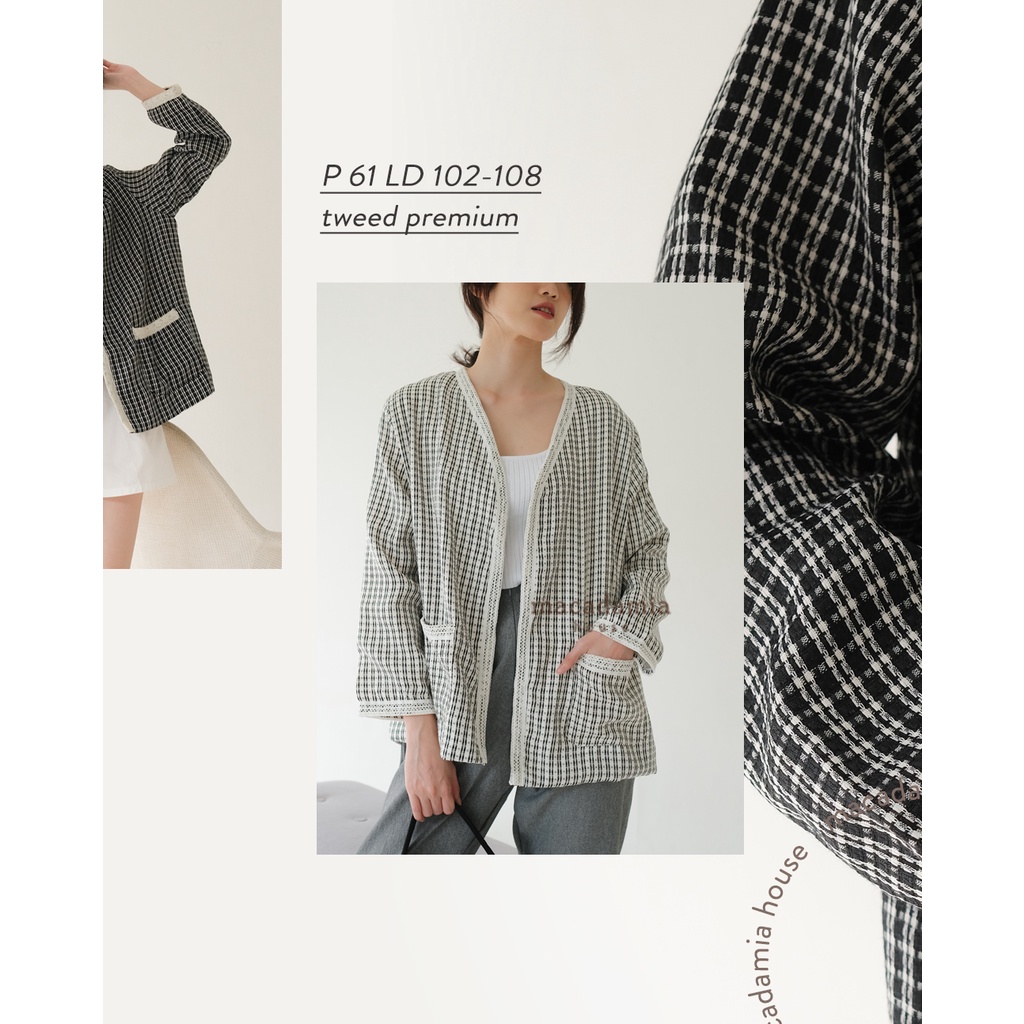 O3693 YURIM TWEED OUTER - MACADAMIA HOUSE FASHION WANITA - OUTER BLAZER - CASUAL SANTAI-4