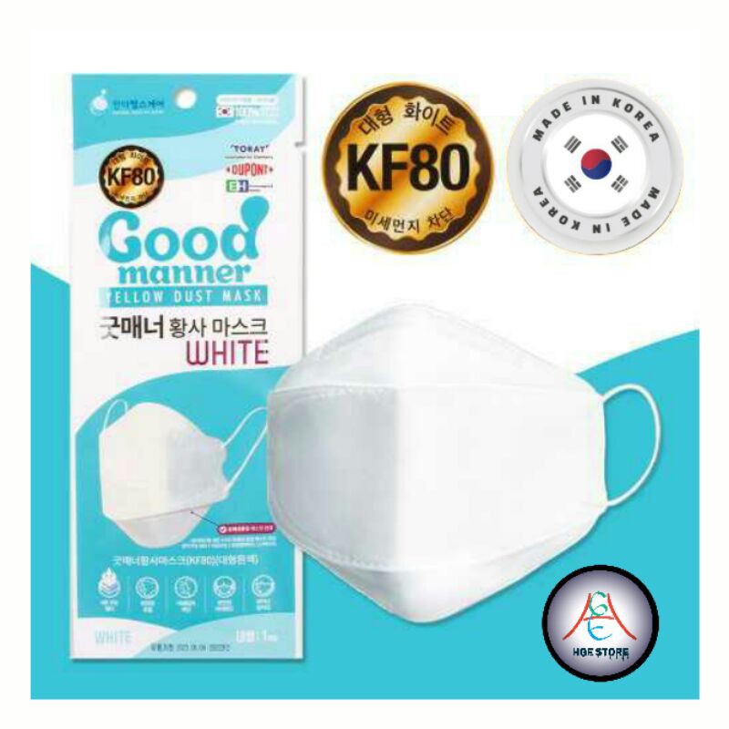 Masker KF80 Original Korea (Warna Putih)/ Yellow Dust Mask KF80 Made in Korea (1pc/pack)