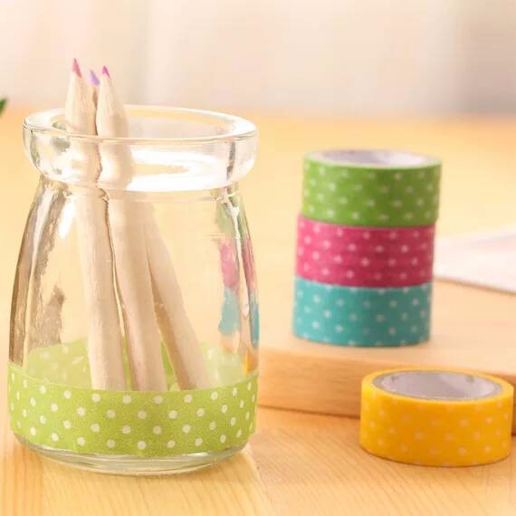 (PROMO) Selotip / Solasi kertas Polkadot warna-warni