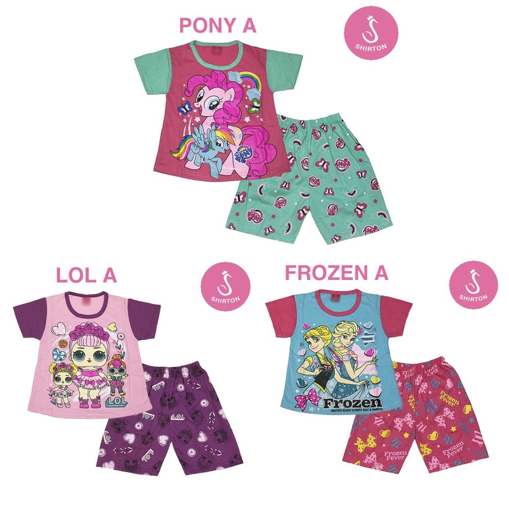  BAJU  SETELAN ANAK  PEREMPUAN LENGAN PENDEK 2 10 TAHUN 