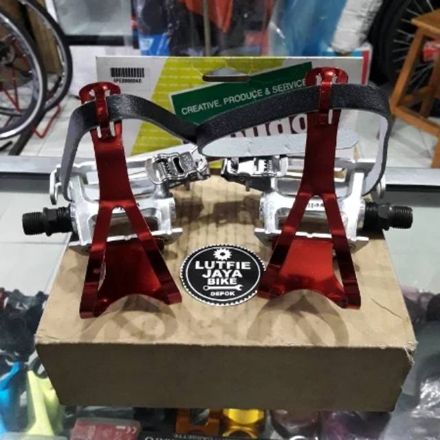 PEDAL WELLGO FIXIE TOECLIP MERAH