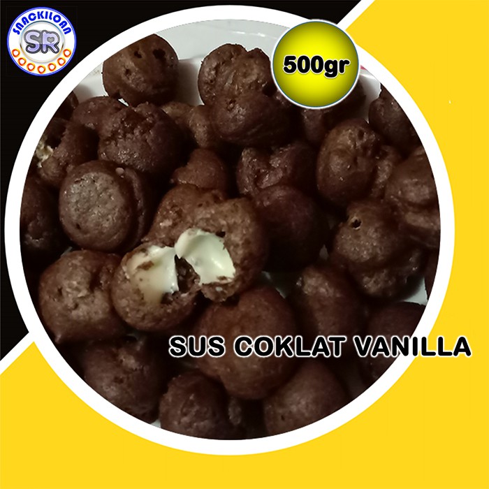 Kue Sus Kering Coklat Isi Vanila | Soes Vanilla Snack Kiloan