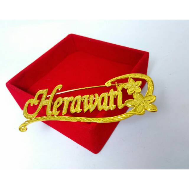 Bros Nama Lapis Emas || Bros Hijab Lapis Emas TERLARIS