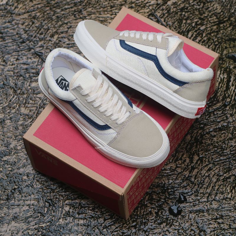 Sepatu Vans Old Skool Style 36-43 Marshmallow Dress Blue