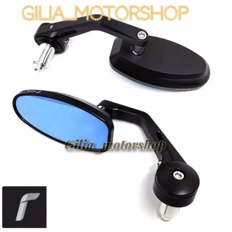 Spion Rizoma Original Reverse Retro Mirror Blue Spion Bar End Oval Full Cnc Universal Motor Nmax PCX Vespa Vario dll