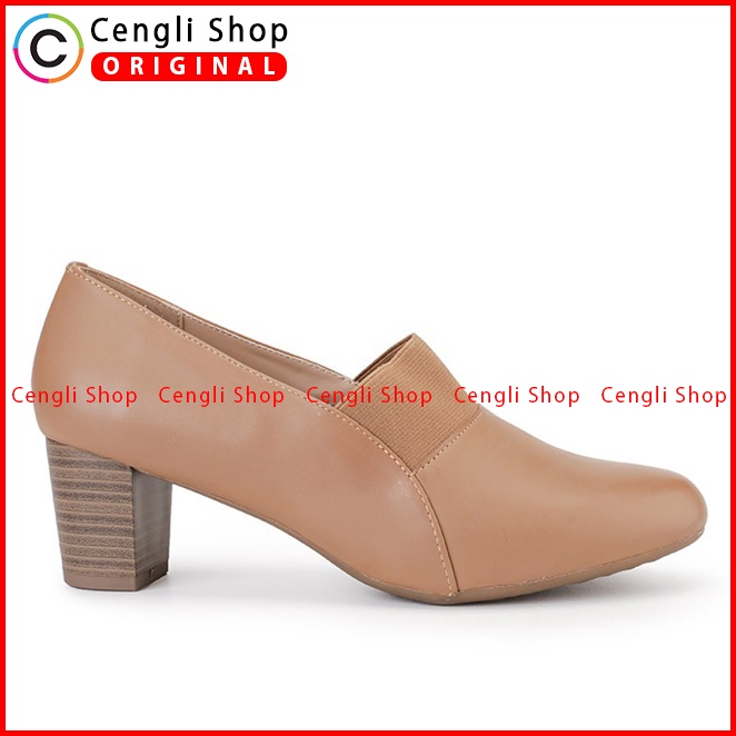 SEPATU HEEL KULIT OBERMAIN HEELS WANITA ORIGINAL BRANDED COKLAT OW15