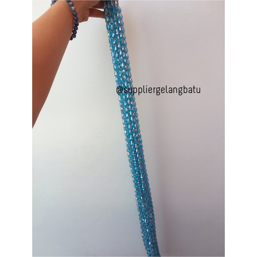 kristal Tetes ceko 15mm x 10mm BIRU SOFT bahan gelang kalung PREMIUM aksesoris fashion supplier