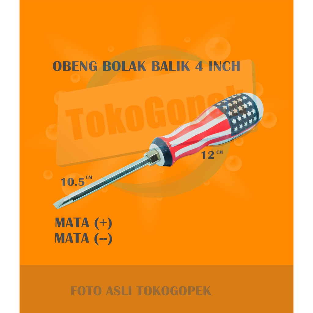 OBENG PLUS MINUS BOLAK BALIK GAGANG KARET - 4 INCH