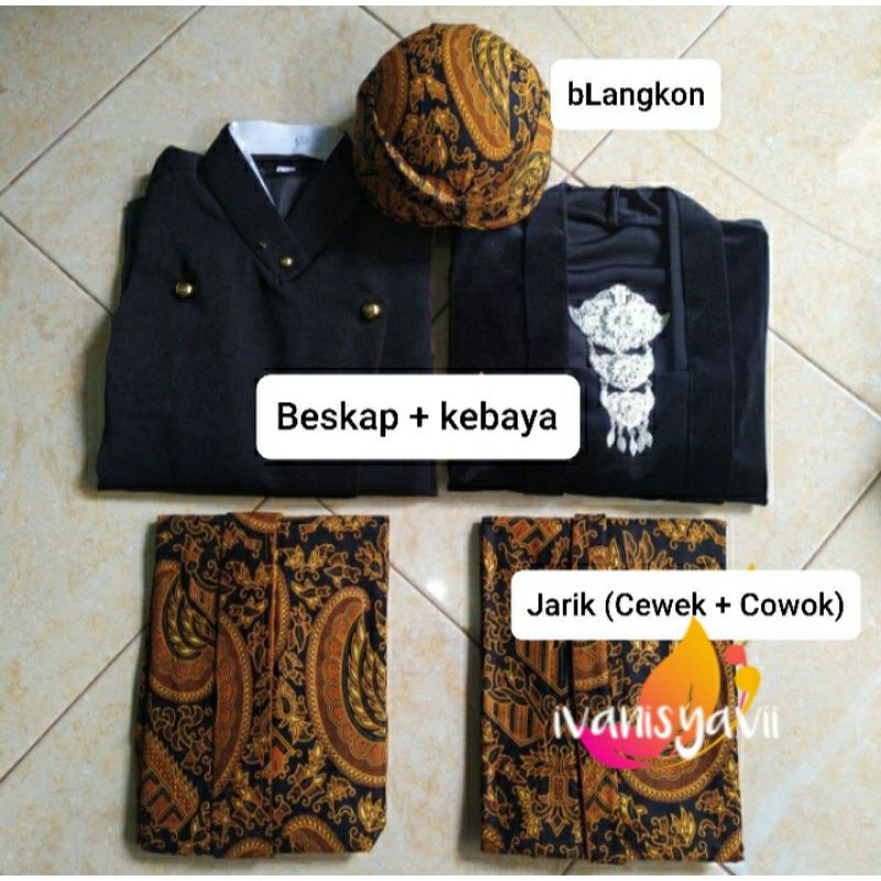 Set Prewed Baju Adat Jawa - Solo Motif Semen Romo. (BONUS BENGGOL BESKAP)