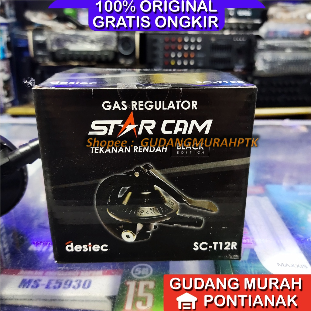 Starcam regulator tekanan rendah SC 23S /kepala gas Starcam /cekak tanpa meteran black edition