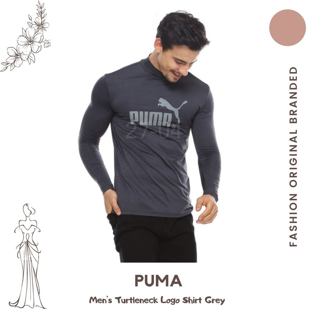 PUMA Turtleneck Logo Shirt Grey - Kaos/Baju Olahraga Pria Original Branded