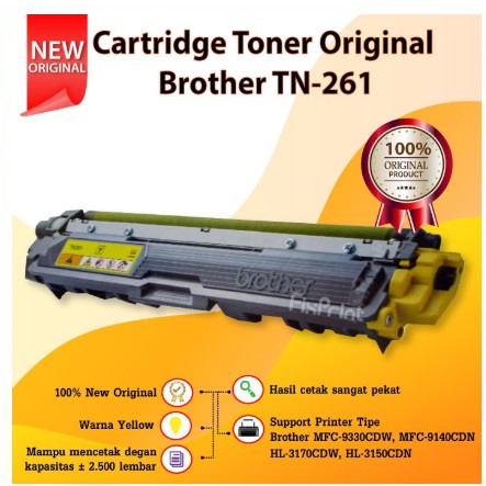 Toner Brother Original TN261 Printer HL-3150CDN HL-3170CDW HL-3150CDN YELLOW