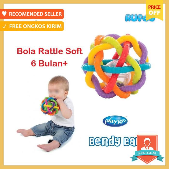 Playgro Bendy Ball, Bola Rattle Mainan Bayi 6 Bulan