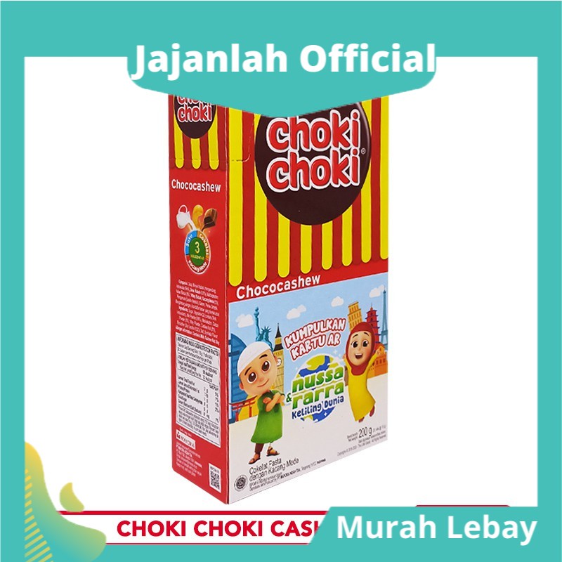 

CHOKI CHOKI CASHEW 1 BOX ISI 20 PCS X 10 GRAM - CEMILAN STICK COKLAT Jajanlah Official