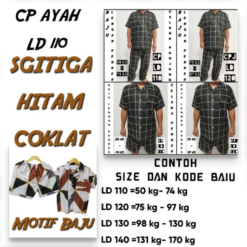 PIYAMA COWOK JUMBO CELANA PANJANG DAN PENDEK SETELAN BAJU TIDUR PRIA DEWASA BIG SIZE LD 130 140 SET