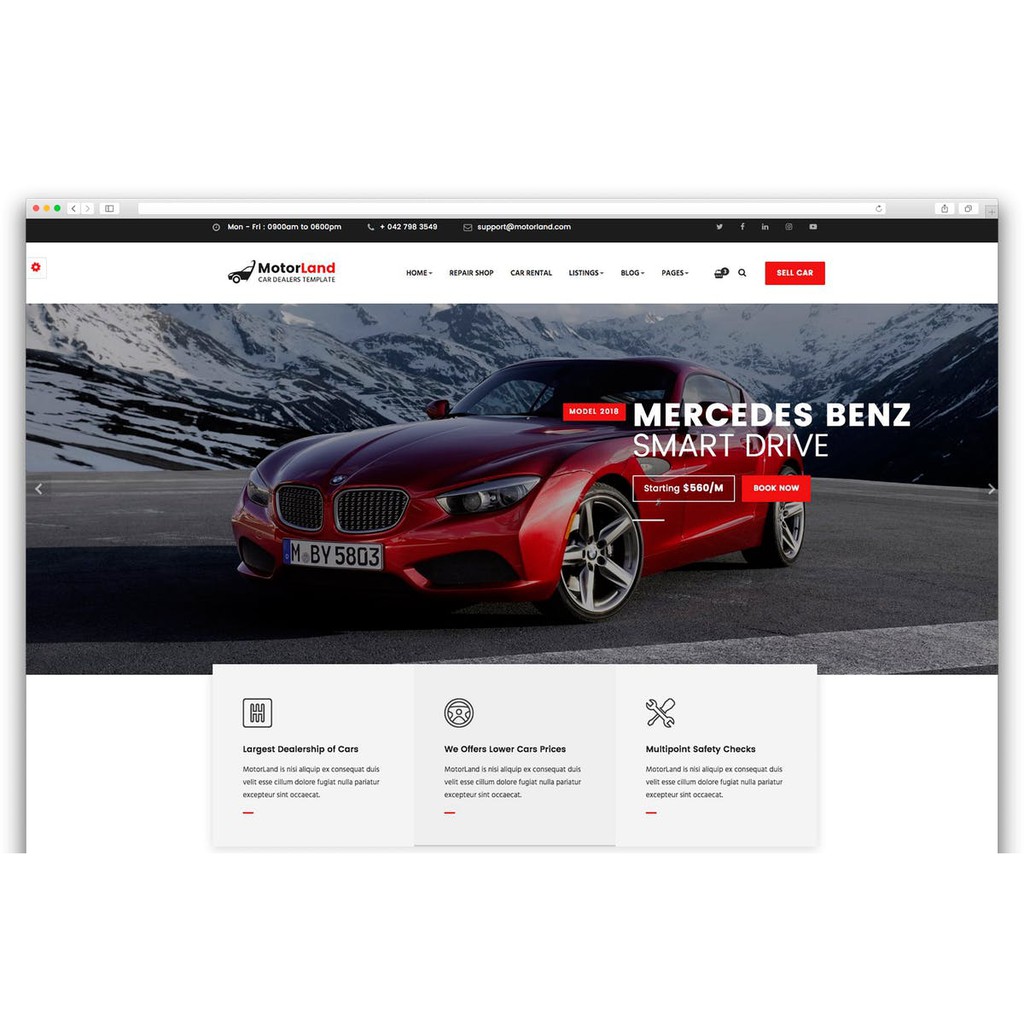 Website Template MOTORLAND Car Dealer Template Web