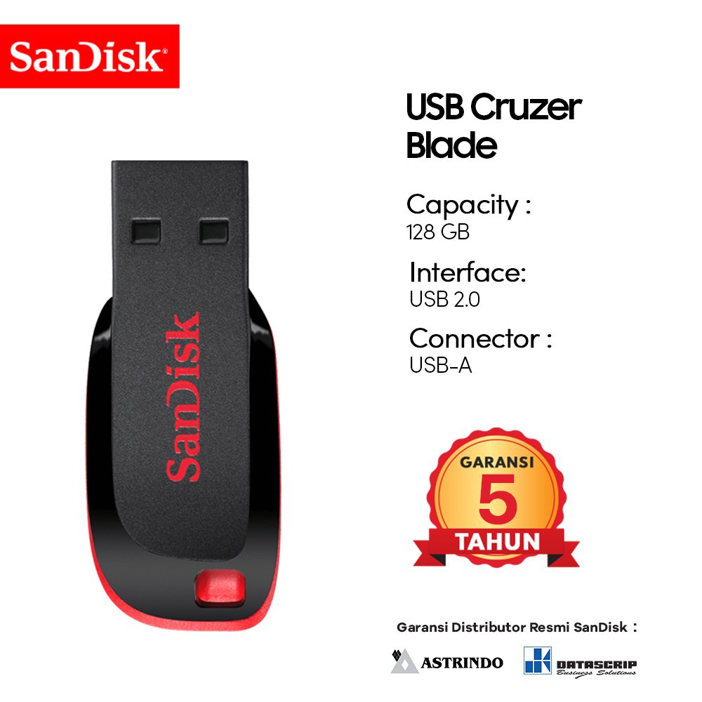 [DGB] FLASHDISK SANDISK CRUZER BLADE CZ50 FLASH DISK RESMI 16 32 64 128 GB 120MB/s