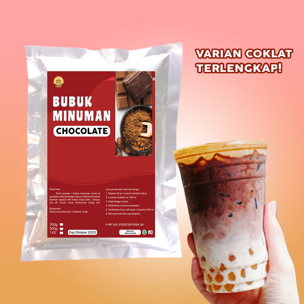 BUBUK MINUMAN RASA / BUBUK MINUMAN ANEKA RASA COKLAT 500GR / BUBUK MINUMAN KEKINIAN / BUBUK MINUMAN INSTAN / BUBUK MINUMAN ANEKA VARIAN COKLAT/ DRINK POWDER 500GR