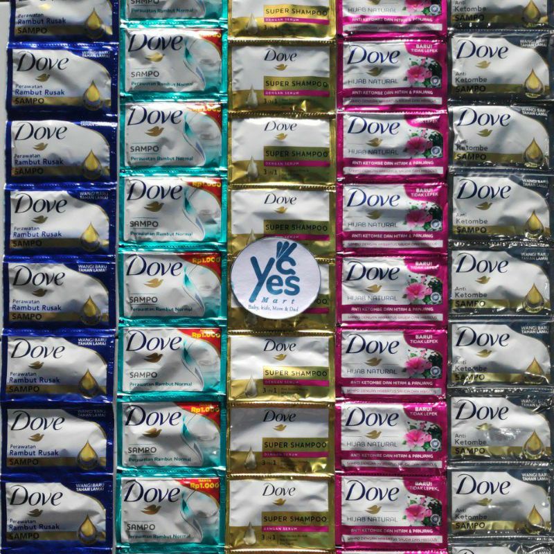 COD Dove Sampo Sachet 12 Pcs Shampoo Rambut Rusak Normal Rontok Anti Ketombe Hijab Natural