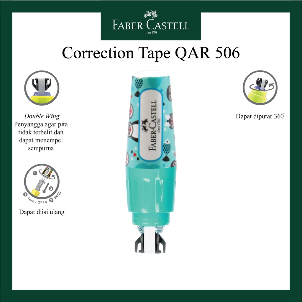 

HJK Correction Tape Faber Castell QAR 506 Fancy / Tipe X Kertas / Correction Tape QAR 506 Barrel
