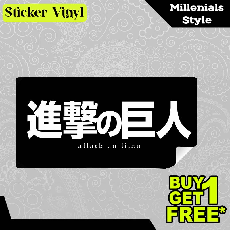 

Stiker Sticker Attack on Titan Kanji Gambar Unik Desain Keren dan Kekinian Aesthetic Bahan Vinyl Satuan Anti Air