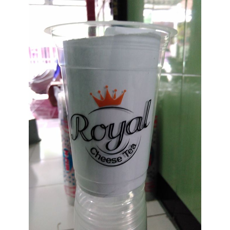 sablon gelas cup plastik 16oz 14oz 12oz 2 warna ketebalan 5 gram minimal order 500pcs