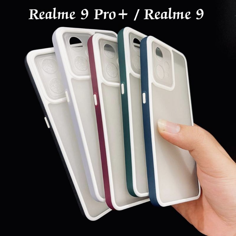 Pro Hybird Realme 9 Pro + / Realme 9 4G Softcase Halus dan Elegan / Pinggiran Garis Putih Keren (Pandas)