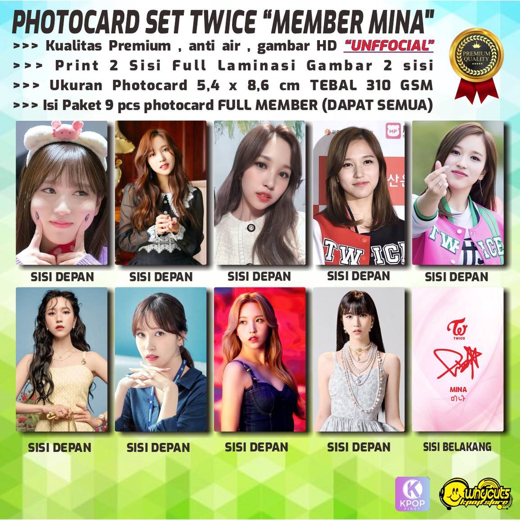 PHOTOCARD FULLSET KPOP PREMIUM TWICE PER MEMBER / JAPAN TOUR / JAPAN FANCLUB / TWICE ANNIV / PRINT 2 SISI FULL LAMINASI GLOSSY / ANTI AIR