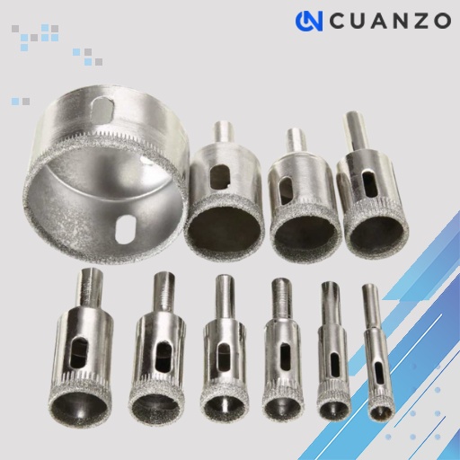 Mata Bor Diamond Coated Hole Drill Bit 8mm-50mm 10PCS / Mata Bor Pelubang Kayu Beton Keramik Hss Pipa Hidroponik Besi Satu Set / Pembolong Lubang Keramik Pipa Tembok Granit Kaca Marmer Batu Akik Bulat 1 Set Asli Tajam Kuat Kokoh Murah Original