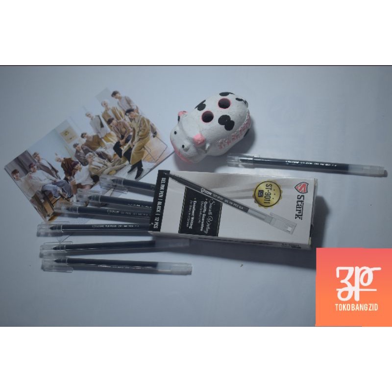 

12 pcs pulpen/bolpen gel ink Stark New Jell warna hitam