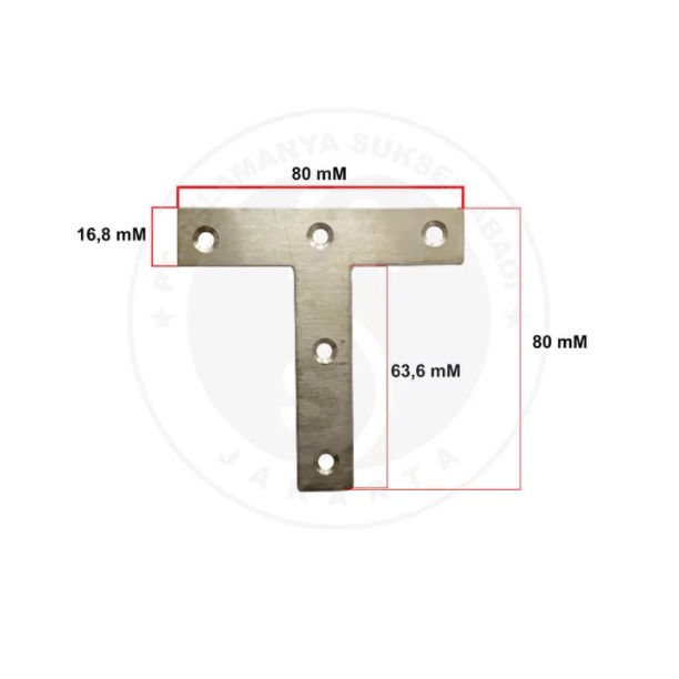 PLAT SIKU BENTUK T/CONNECTOR / BRACKET KONEKTOR BESI BENTUK T winston surabaya per set