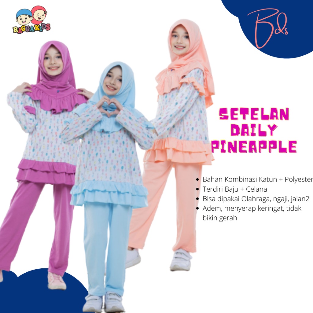 Oneset Setelan baju dan celana Set daily anak pineapple raggakids