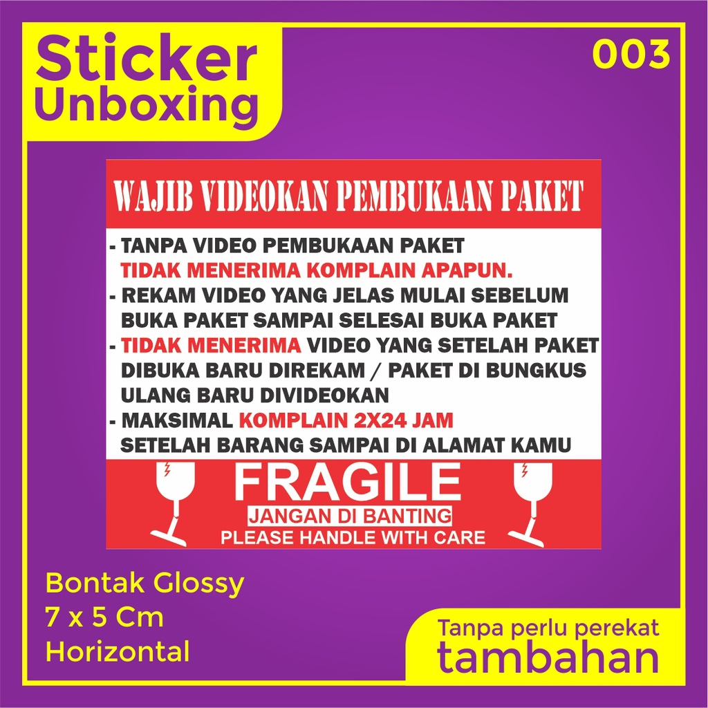 Stiker Video Unboxing / Stiker Unboxing / Sticker Fragile / Stiker Label Pengiriman-3