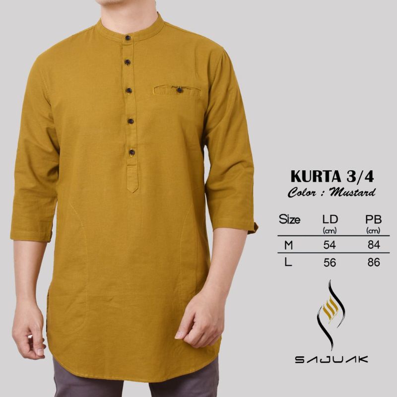 KURTA PRIA LENGAN 3/4/KURTA SAJUAK PRIA LENGAN SEPARO/KURTA PAKAIAN MUSLIM COWOK/KURTA SAJUAK ORIGIN