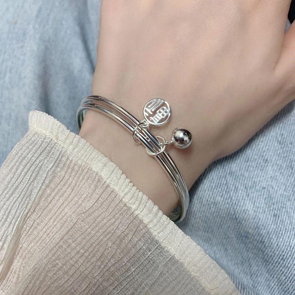 Needway Wanita Magnet Gelang Mewah Manis Keberuntungan Double Layer Bell Peri Pasangan Bangle