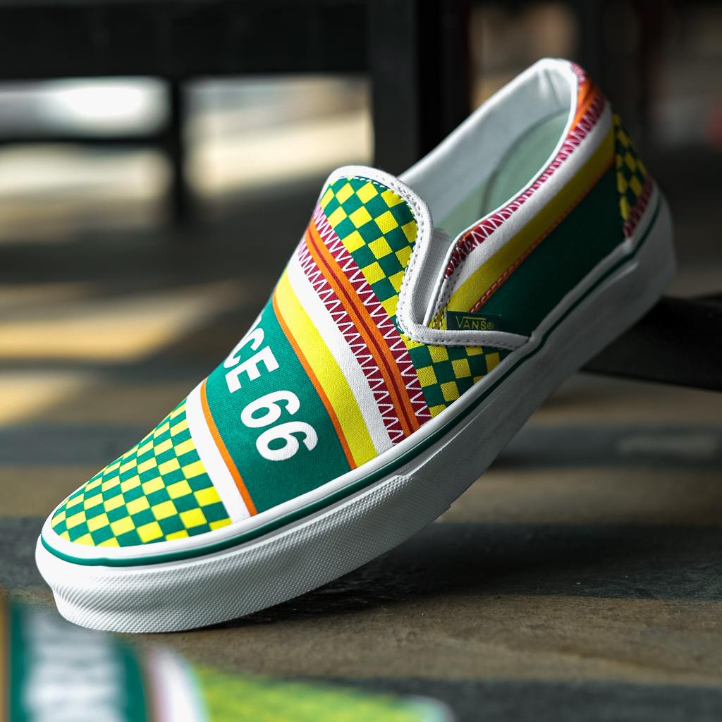 VANS SLIP-ON ORIGINAL SINCE 1966 &quot;GREEN/BLZGZLWPPRGR&quot; ORIGINAL 100%