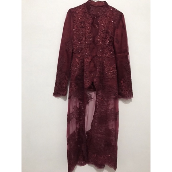 Preloved kebaya hijab modern - kebaya cantik - merah maroon