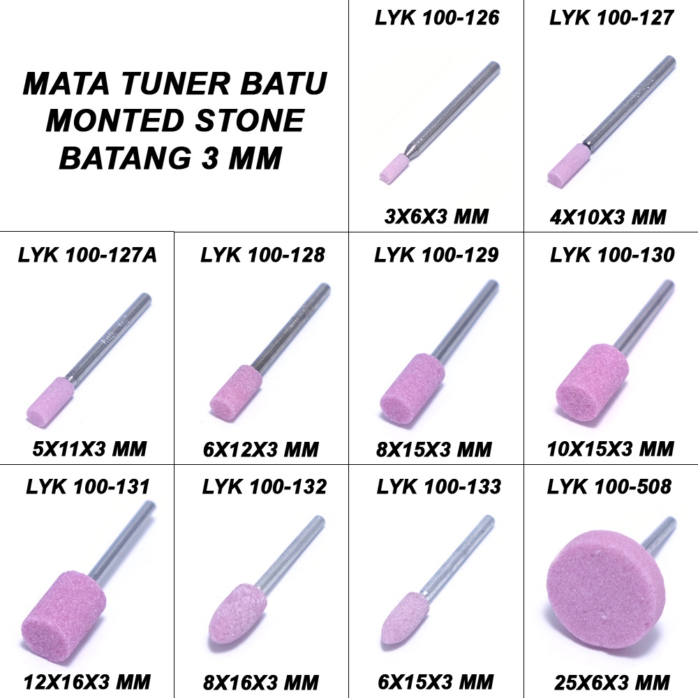 LYK  - Mata Tuner Batu - Monted Stone Batang 3 mm