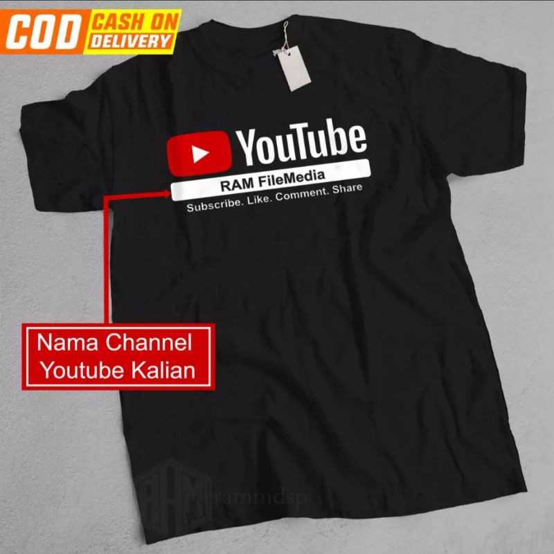 Kaos youtube bisa request nama channel sendiri / kaos distro pria / baju youtube Indonesia