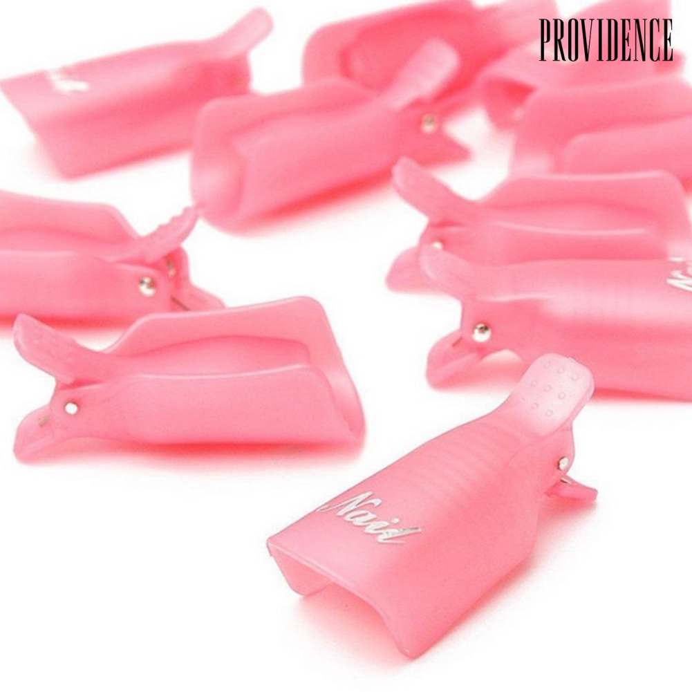 Providence 10pcs / Set Klip Cap Soak Off Pembersih Kutek Uv Gel Bahan Plastik Untuk Manicure / Nail Art